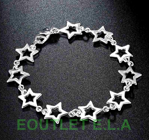 12mm WIDE STARS SILVER BRACELET-21cm